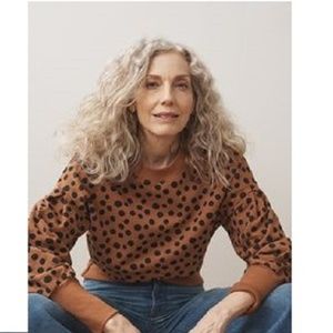 NWT MADEWELL Pleat-Sleeve Sweatshirt Leopard Dot